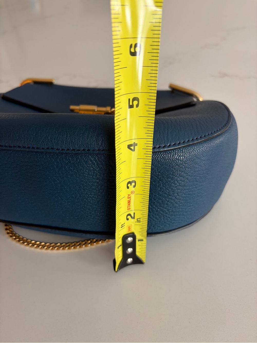 Chloé Drew Medium Blue Leather Shoulder Crossbody Bag Gold Hardware. With COA - Picture 12 of 15